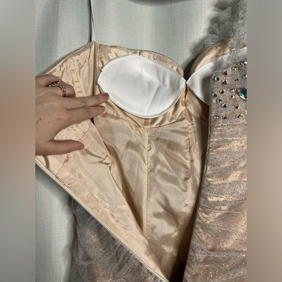 L’Mode Bridal Champagne Sparkly Rhinestone Prom Homecoming Dress Small - Picture 13 of 15